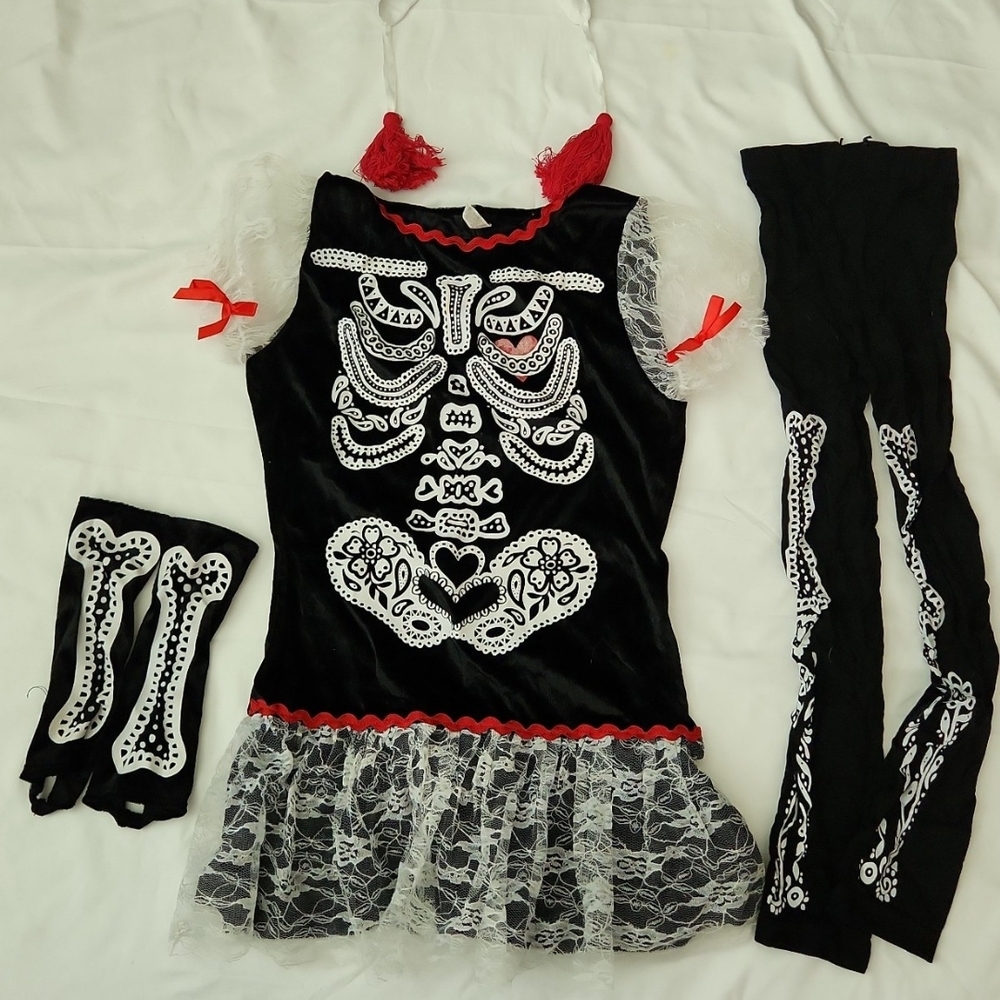 Costumes USA girls size large skeleton Halloween costume #124